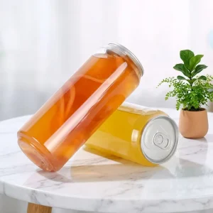Custom Printing PET Pull ring Plastic Bottles 300ml Beverage Clear Plastic Can for Soda Juice Water Cream Package