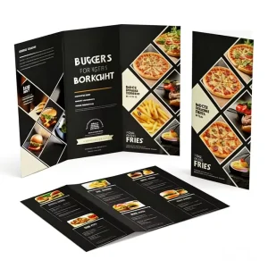 Custom Printing Promotional Paper Poster Tri Fold Bi Fold Brochure Flyer Leaflet Restaurant Menu Leaflet