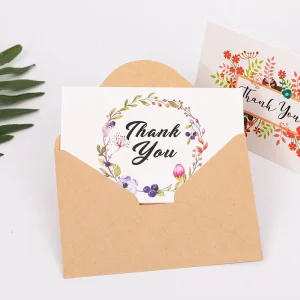 Custom Printing Thank You Card Greeting Card Folding Card for Christmas New Year Birthday Party Business Paper Envelope