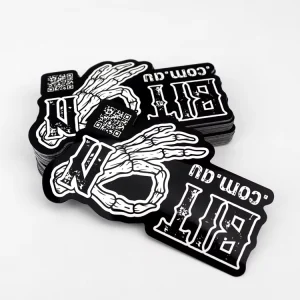 Custom Printing UV Resist Vinyl Waterproof Durable Die Cut Logo Sticker PVC Weatherproof Self Adhesive QR Code Stickers