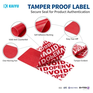 Custom Printing Vinyl Self Adhesive Waterproof Anti Counterfeit Warranty Security Label Sticker Consumer Electronics KAIYU