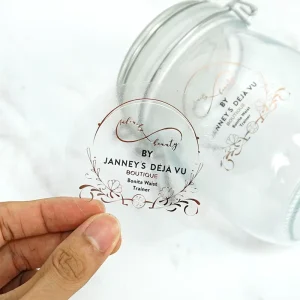 Custom Printing Waterproof Cosmetic Logo Sticker Transparent Gold Foil Sticker Clear Perfume Sticker Roll Bottle Label