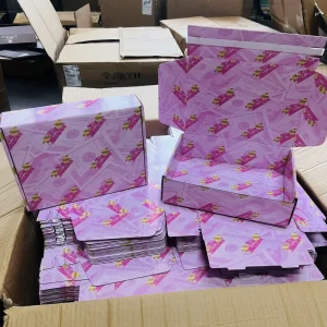 Custom Printing Zipper Pink Product Packaging Corrugated Gift Wrap Shipping Paper Boxes with Logo
