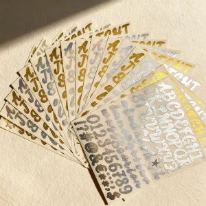Custom Private English Letters 3D Gold-stamped Handwritten Durable Waterproof PVC Custom Adhesive Decals