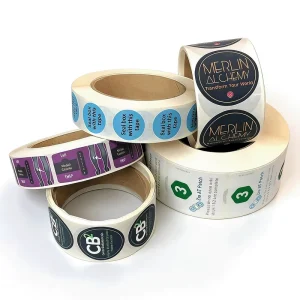 Custom Private Label Product Sticker Printing Brand Logo Round Label Rolls Waterproof Vinyl Adhesive Sticker Label