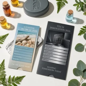 Custom Pull-Out Waterfall Card with Social Media Links and Digital Integration
