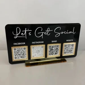 Custom QR Code Signs Business Logo Personalized Social Media Sign Acrylic Vendors Pop Up Shops Business Menus Signage