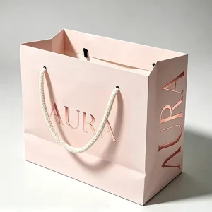 Custom Recyclable Gold Stamp Logo Printed Thickened Paperboard Tote Bag with Offset Printing for Cosmetics