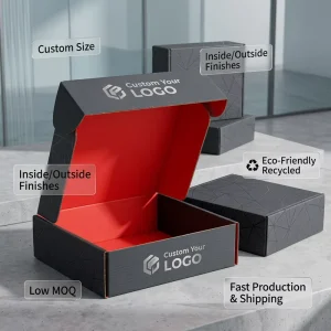 Custom Recycled 3 Layer Rigid Corrugated Ecommerce Shipping Box Matt Lamination Magnetic Closure Small Business Postage Crush