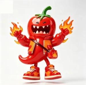 Custom Red Chili Monster Art Figurine PVC ABS Cartoon Character Statue Made in China Factory OEM