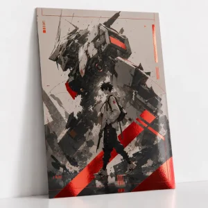Custom Red Foil Art Prints Poster Cartoon Metallic Illustration Anime Manga Japanese Mecha Small Batch Collectible Gift Posters