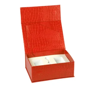 Custom Red Magnetic Flip Top Rigid Box with Outer Sleeve Gold Foil Logo and EVA Tray Factory Supplier for Gift Packaging