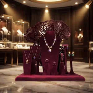 Custom Red Velvet Jewelry Display Props Stands Tray Model