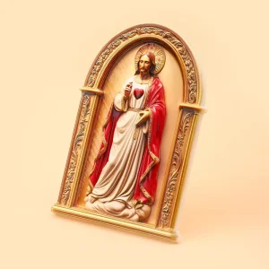 Custom Resin Religious Crafts Jesus Icon 14.5*10.7cm Arch Desktop Ornament With Bracket