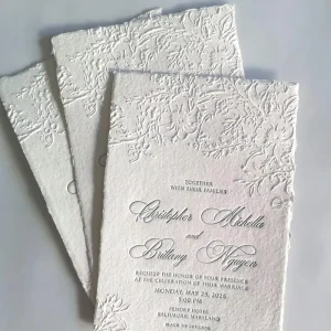 Custom Romantic Embossed Wedding Invitation Exquisite Letterpress for Classic Marriage Engagement Celebration Invites Set