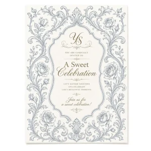Custom Romantic Wedding Party Invitation Cards with Floral Design for Marriage Celebration Decor