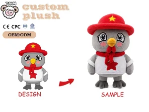 Custom Rooster Mascot Plush Toy OEM Cartoon Chicken Character Stuffed Doll with Embroidered Details Low MOQ Manufacturer