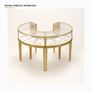 Custom Round Jewelry Display Showcase Modular Glass Retail Display Cabinet for Jewelry Store OEM ODM Shop Fixtures Manufacturer