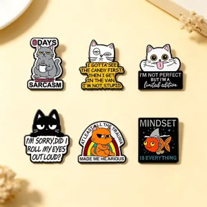 Custom Sarcastic Hard Enamel Pins UV Printed Funny Quote Metal Brooch Pins Humorous Fashion Accessory in Stock