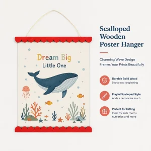 Custom Scalloped Plywood Poster Hanger Solid Wood Magnetic Frame for Wall Art Prints Home Decor OEM Supplier
