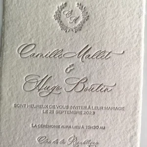 Custom Simple Elegant Wedding Invitation Card Letterpress for Modern Marriage Ceremony Party Reception