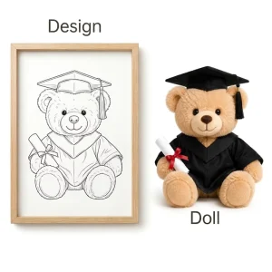 Custom Sitting Graduation Bear Super Soft Plush Toy Stuffed Animal Gift Cute Cartoon Fluffy Holiday Home Decor Low MOQ OEM ODM