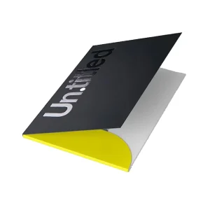 Custom Size Blue Black Logo Business Corporate Presentation Cardboard Brochure Folder with Pocket