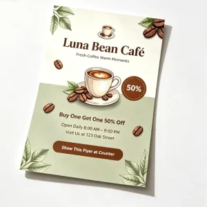 Custom Size Cardboard Advertising Flyers Offset Printing Single Page Coffee Shop Pattern Leaflets for Small Brand Sale Campaign