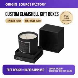 Custom Size Embossed Art Paper Rigid Scented Candle Jar Gift Box Matchstick Holder UV Coating Luxury Packaging Sponge Lining