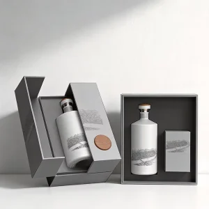 Custom Size Logo Printing Double Door Magnetic Rigid Cardboard Gift Paper Box For Spirits Bottles Wine Whisky Champagne