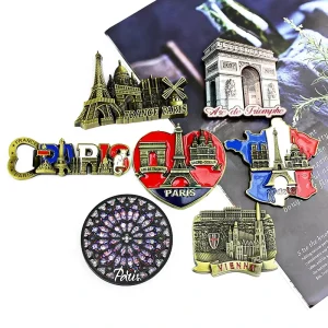 Custom Soft Enamel Landmark Metal Fridge Magnet Tourist Paris Souvenir Magnet Cultural Creative Gift Home Decor Luxury Keepsake