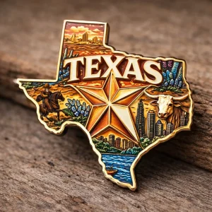 Custom Soft Hard Enamel Logo Design Your Own Houston Texas Cap Star Badge Lapel Pins Souvenir Gift