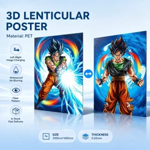 Custom Special Crafts 30x40cm Plastic Japanese Anime Lenticular 3D Poster Wall Decor