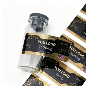 Custom Special Shape Gold Foil Border Labels Hot Stamping Paper UV Stickers Research Glass Vial Sample Bottle Self Adhesive