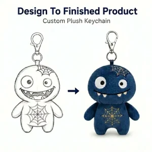Custom Spider Web Plush Keychain Manufacturer Sketch Prototyping Cute Monster Doll Commercial Mascot Bulk Low MOQ OEM ODM
