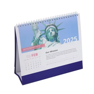 Custom Spiral-Bound Weekly Desktop Flip Chart Calendar, Color Printed, Cardboard
