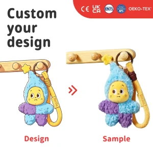 Custom Star Man Plush Keychain Cartoon Star Figure Key Ring With Custom Logo Embroidery Personalized Pattern Mini Plush Pendant