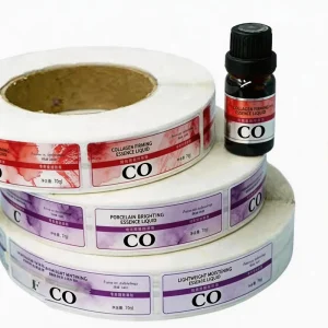 Custom Stickers Logo Waterproof Cosmetic Adhesive Label Roll Frozen Glue Sticker Label Bottle Packaging Vinyl Sticker Logo Label