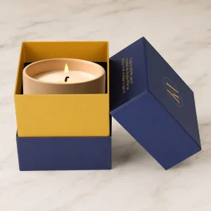 Custom Sustainable Handmade Rigid Packaging Box Gift With Scented Candle Magnetic Metallic Embossed Closure Foiling