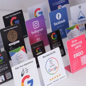 Custom Table Menu Pvc Plate Google Review Card Social Media Instagram Qr Code Google Review Nfc Stand