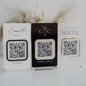 Custom Tabletop Social Media Sign with Instagram QR Code, Scan to Pay, and Acrylic Business Shop Decoration
