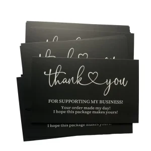 Custom Thank You Card, Coated Paper, Gold Foil, Matte Lamination, Package Insert Card, Gift Packaging, OEM ODM Manufacturer