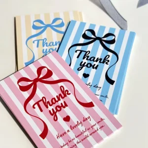 Custom Thank You & Greeting Cards Business Card Art Paper Handwriting friendly Creative Bow & Heart Design