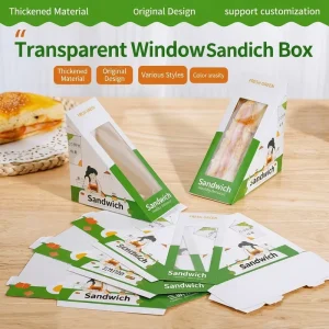 Custom Thickened Material Kraft Sandwich Box Container with Window Triangular Sandwich Container