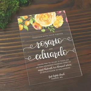 Custom Transparent Acrylic Wedding Invitation for Luxurious Ceremony Announcement
