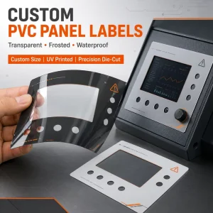 Custom Transparent Frosted PVC Panel Stickers, UV-Printed Waterproof Warning Labels for Industrial Machinery