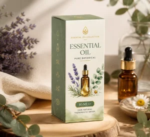 Custom Tuck End Folding Cartons for Essential Oil Bottle Retail Packaging