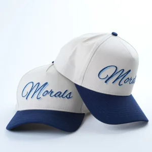 Custom Two Tone Design Cotton Fabric Embroidered Baseball Cap Curve Brim Outdoor 5 Panel Hats Manufacturer