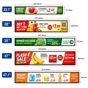 Custom Ultra Wide Stretched Bar LCD Screen Indoor Retail Shelf Advertising Commercial Advertising Display