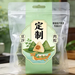 Custom Vacuum Packaging Bags Custom made Zongzi Outer Packaging Glossy Sweet Zongzi Meat Three side Sealed Food Packaging Zh46
